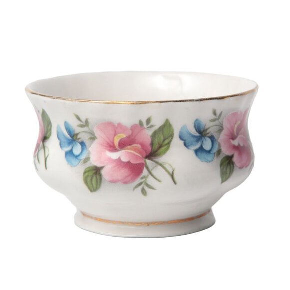 Vintage Sheer Elegance Fine Bone China Mini Creamer & Sugar Bowl Floral Pink - Picture 4 of 7